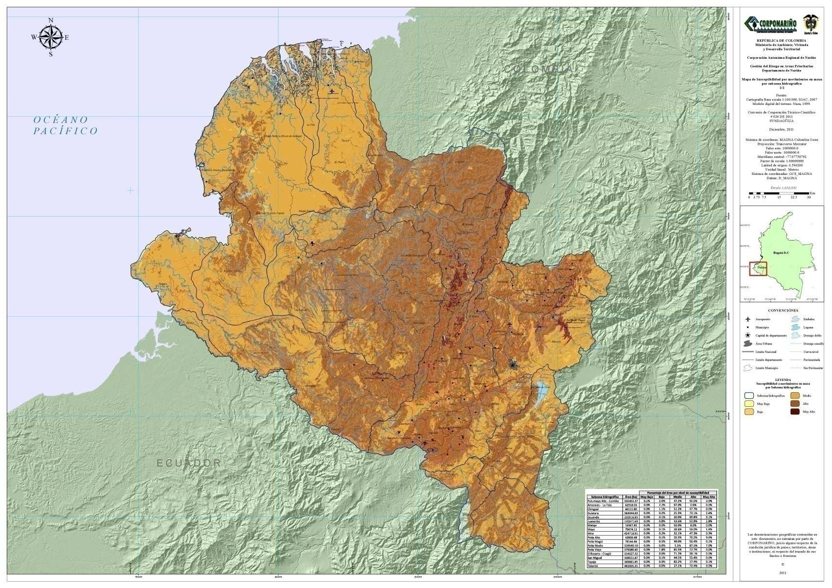 Mapa inventario de movimientos en masa del departamento de Nariño
