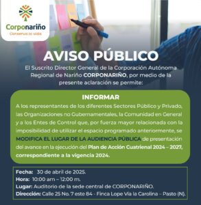 Aviso público de la audiencia de presentación del avance del Plan de Acción Cuatrienal 2024–2027