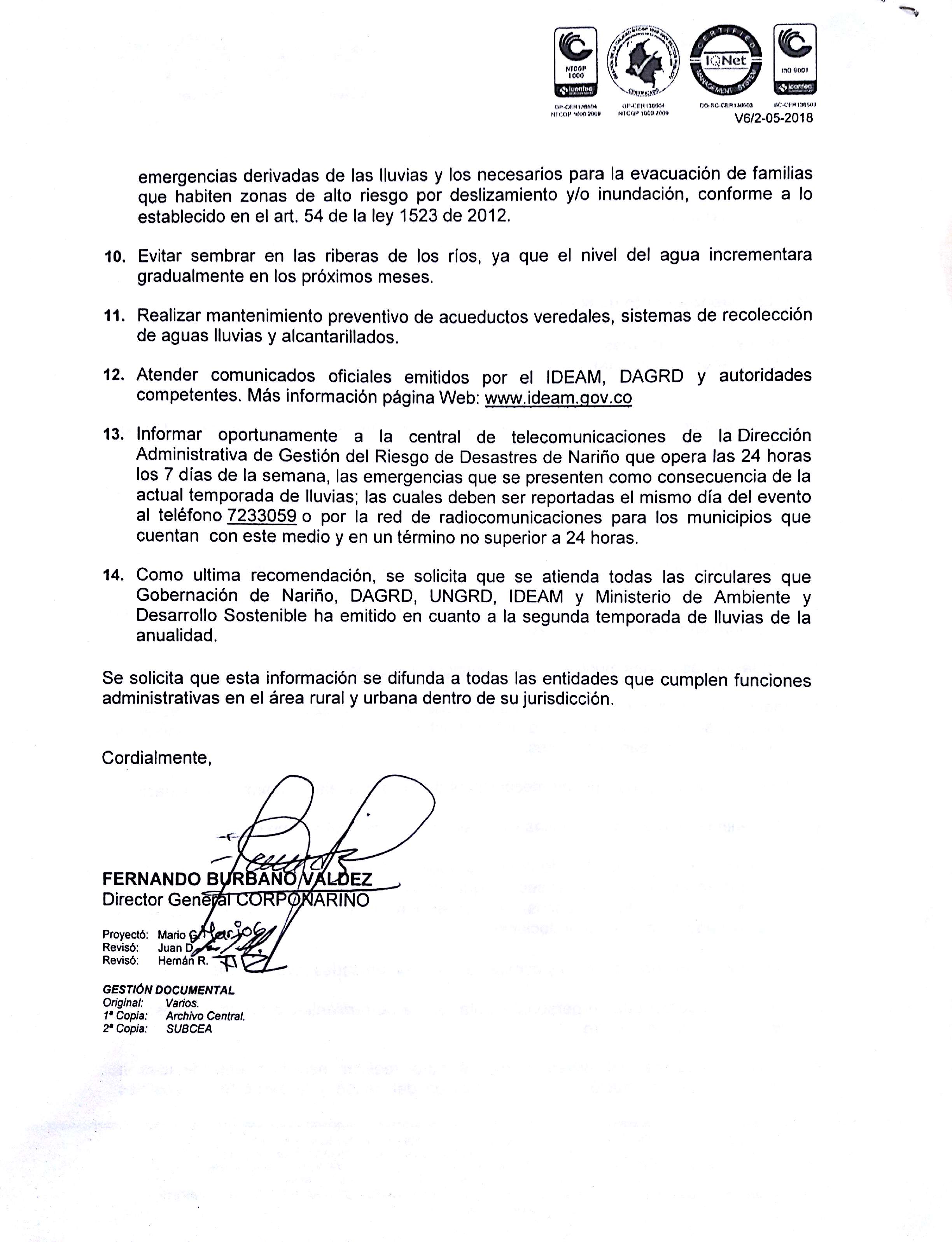 Recomendaciones Segunda Ola Invernal 2018